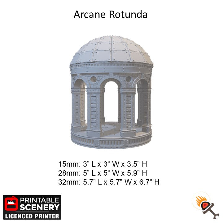 Miniature Arcane Dome for DnD Terrain 15mm 28mm 32mm, Stone Gazebo for D&D Halfling City Building,  Rotunda for Pathfinder