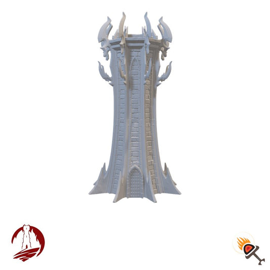 Dark Elf Tower for DnD Terrain 15mm 28mm 32mm, Fantasy Drow Building for D&D Pathfinder, Dark Realms Black Thorn Keep Tower