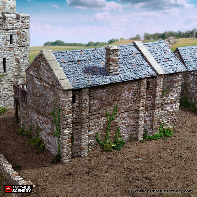 Black Rock Barracks 15mm 28mm 32mm for D&D Terrain, Medieval Stone Guard House for DnD Pathfinder Medieval Village, Printable Scenery