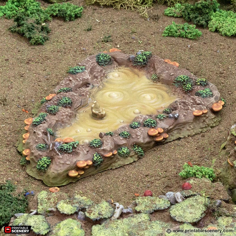 Miniature Bogs and Puddles for DnD Swamp Terrain 15mm 28mm 32mm, Bogs of Ever Stench for D&D Pathfinder, Gloaming Swamps