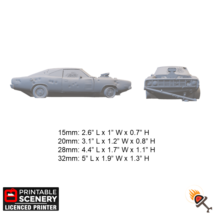 Miniature Wrecked Cars for Gaslands Terrain 15mm 20mm 28mm 32mm, Abandoned Junk Cars for Fallout Wasteland Urban Post-Apocalyptic Skirmish