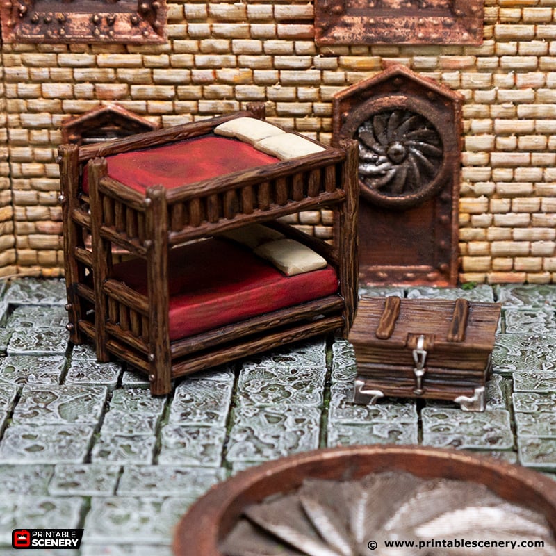 Miniature Halfling Furniture for DnD Terrain 15mm 28mm 32mm, Beds Stove Bath Toilet Chest Ottoman Table Chair Shelves for D&D Pathfinder