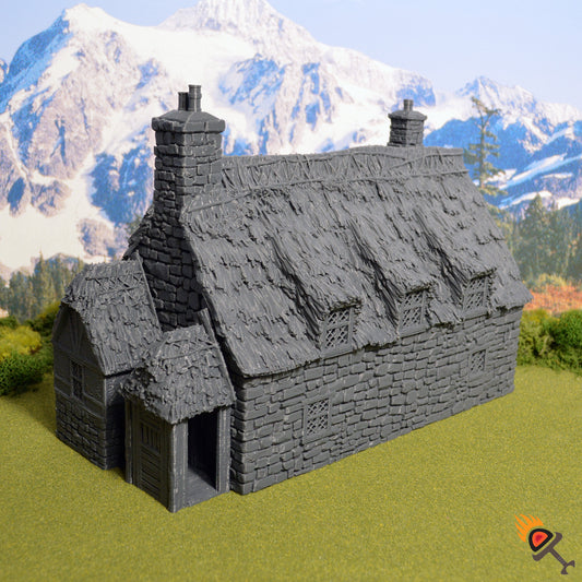 Country Manor 15mm 28mm 32mm for D&D Terrain, DnD Pathfinder Thatch Medieval Village, Printable Scenery King and Country