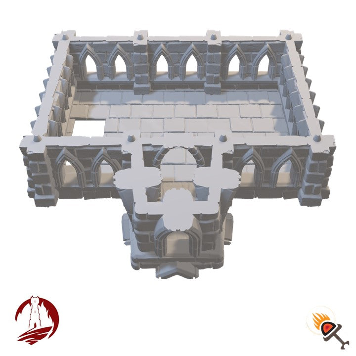 Miniature Guildhall for DnD Terrain 15mm 28mm 32mm, Fantasy Stone Guild Hall City Building for D&D Pathfinder, Dark Realms Darkhold Bastion
