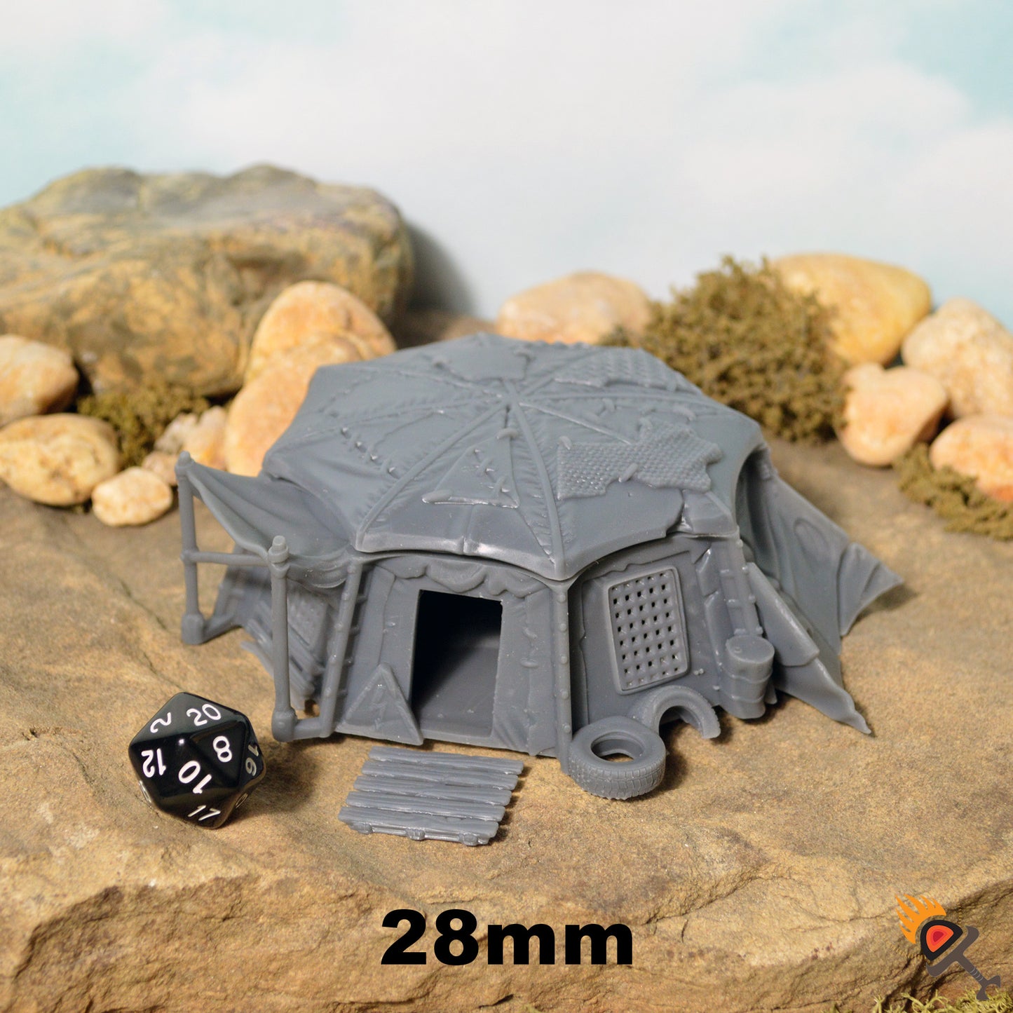 Miniature Fallout Tent for Wasteland Terrain 15mm 20mm 28mm 32mm, Urban Camp Tent for Post-Apocalyptic Gaslands, Necromunda Ash Wastes