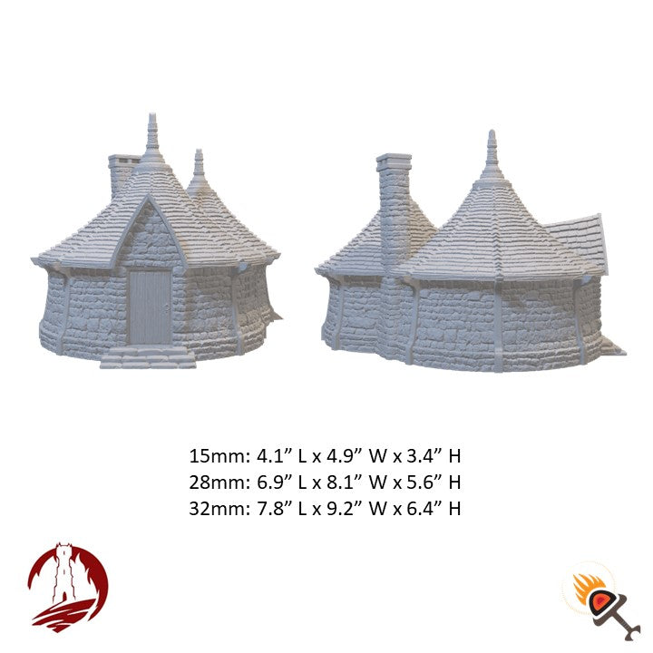 Miniature Stone House for DnD Terrain 15mm 28mm 32mm, Round Fantasy Home for D&D Pathfinder, Hagrid's House, Dark Realms Dragonspire