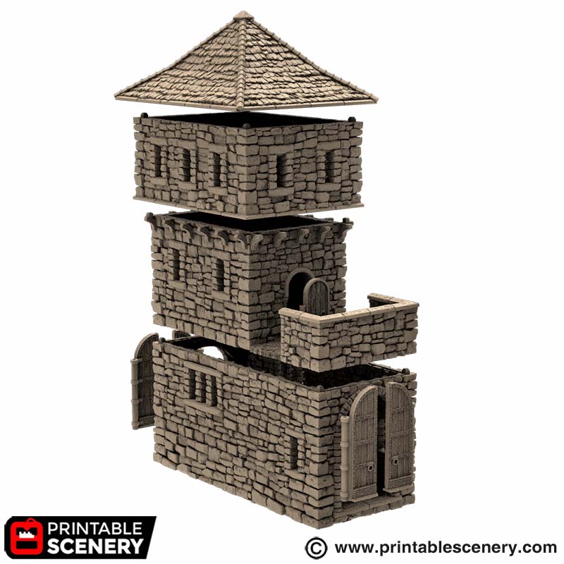 King's Gate 15mm 28mm 32mm for D&D Terrain, Medieval Gate House for DnD Pathfinder Medieval Village, Printable Scenery King and Country