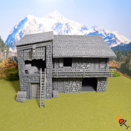 Miniature King's Stables 15mm 28mm 32mm for D&D Terrain, Medieval Horse Stone Stables for DnD Pathfinder and Wargames