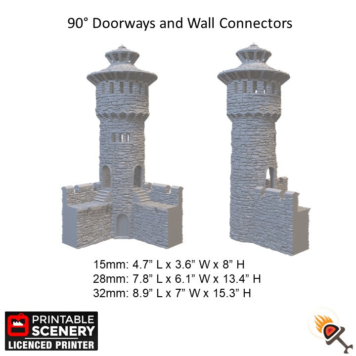 Miniature King's Round Tower 15mm 28mm 32mm for D&D Terrain, Medieval Stone Fortifications for DnD Pathfinder and Wargames