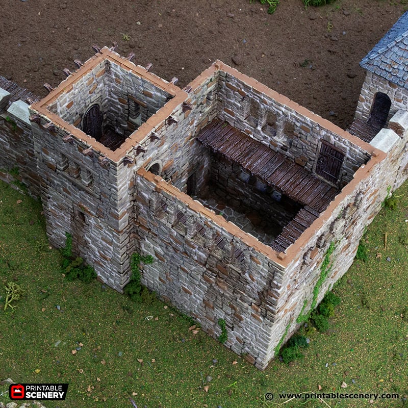 Miniature King's Quarters 15mm 28mm 32mm for D&D Terrain, Medieval Stone House and Tower for DnD Pathfinder and Wargames