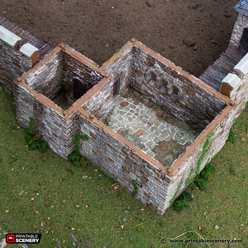 Miniature King's Quarters 15mm 28mm 32mm for D&D Terrain, Medieval Stone House and Tower for DnD Pathfinder and Wargames