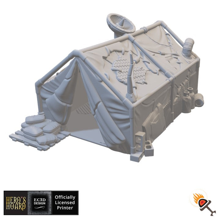 Miniature Medic Tent for Fallout Wasteland Terrain 15mm 20mm 28mm 32mm, Urban Tent for Post-Apocalyptic Gaslands, Necromunda Ash Wastes