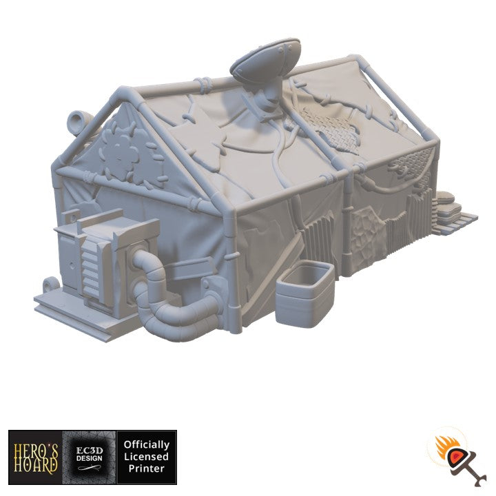 Miniature Medic Tent for Fallout Wasteland Terrain 15mm 20mm 28mm 32mm, Urban Tent for Post-Apocalyptic Gaslands, Necromunda Ash Wastes