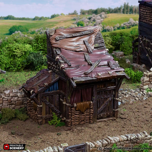 Miniature Medieval Shanty for DnD Terrain 15mm 28mm 32mm, Medium Shack for D&D Pathfinder Medieval Village, King and Country