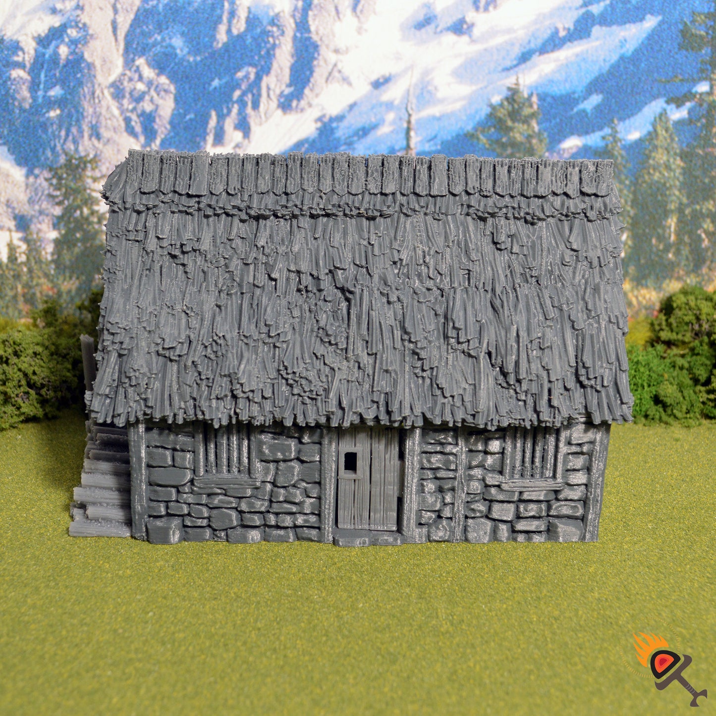 Norman Stone Barn 15mm 28mm 32mm for D&D Terrain, DnD Pathfinder Medieval Village, Miniature Stone Barn, Printable Scenery