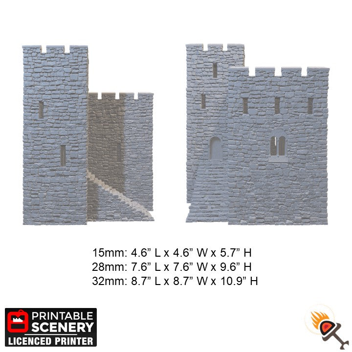 Norman Stone Fort 15mm 28mm 32mm for D&D Terrain, Miniature Medieval Fort for DnD Pathfinder, Blocking Terrain for Kings of War