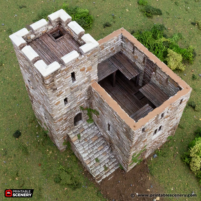 Norman Stone Fort 15mm 28mm 32mm for D&D Terrain, Miniature Medieval Fort for DnD Pathfinder, Blocking Terrain for Kings of War