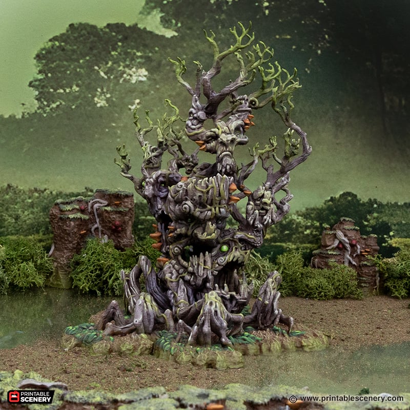 Miniature Plague Tree for DnD Swamp Terrain 15mm 28mm 32mm, Lizardfolk Terrain for D&D Pathfinder Warhammer Lustria, Gloaming Swamps