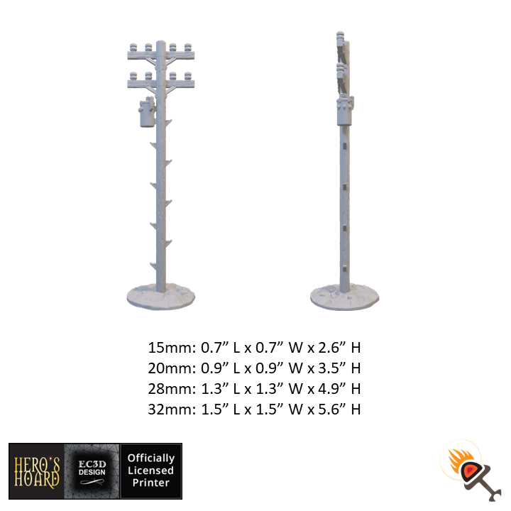 Miniature Power Poles for Post-Apocalyptic Terrain 15mm 20mm 28mm 32mm, Fallout Wasteland Warfare and Gaslands Scenery, This is Not a Test