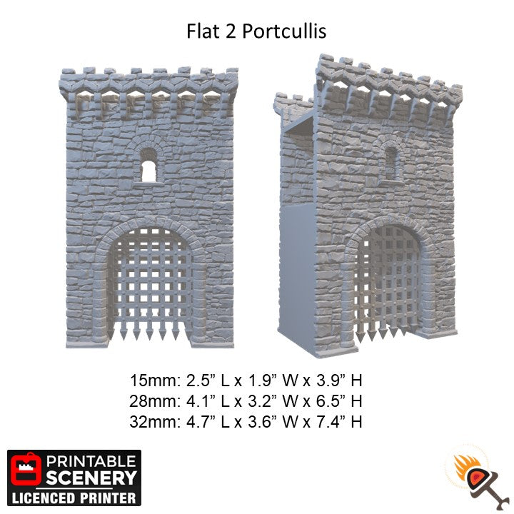 Miniature Royal Gate with Portcullis 15mm 28mm 32mm for D&D Terrain, Medieval Stone Gate with Drawbridge for DnD Pathfinder and Wargames