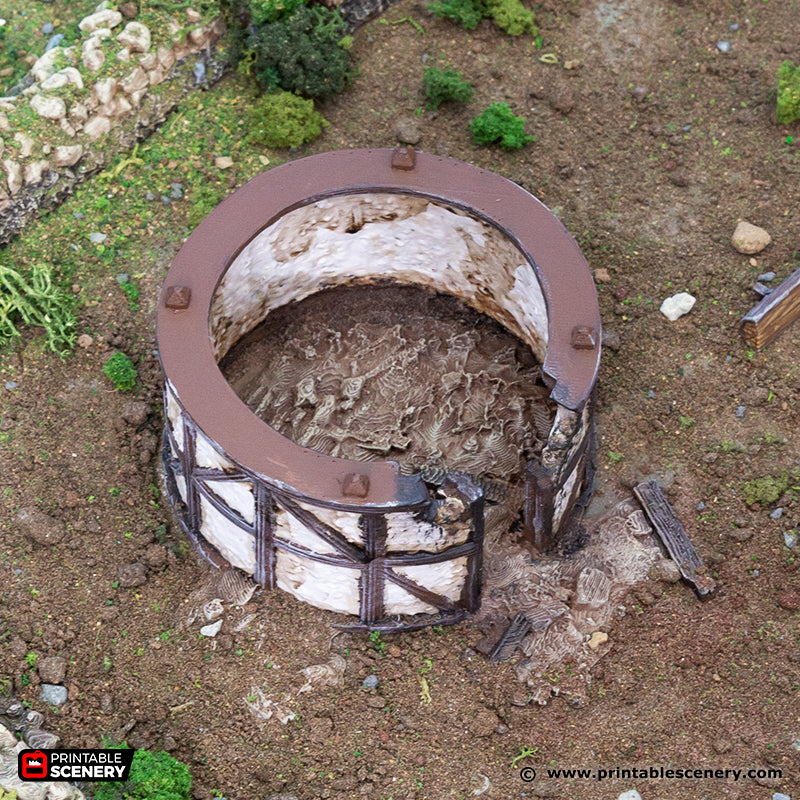 Miniature Ruined Medieval Round House with Thatch Roof for DnD Terrain 15mm 28mm 32mm, D&D Pathfinder Medieval Village, King and Country
