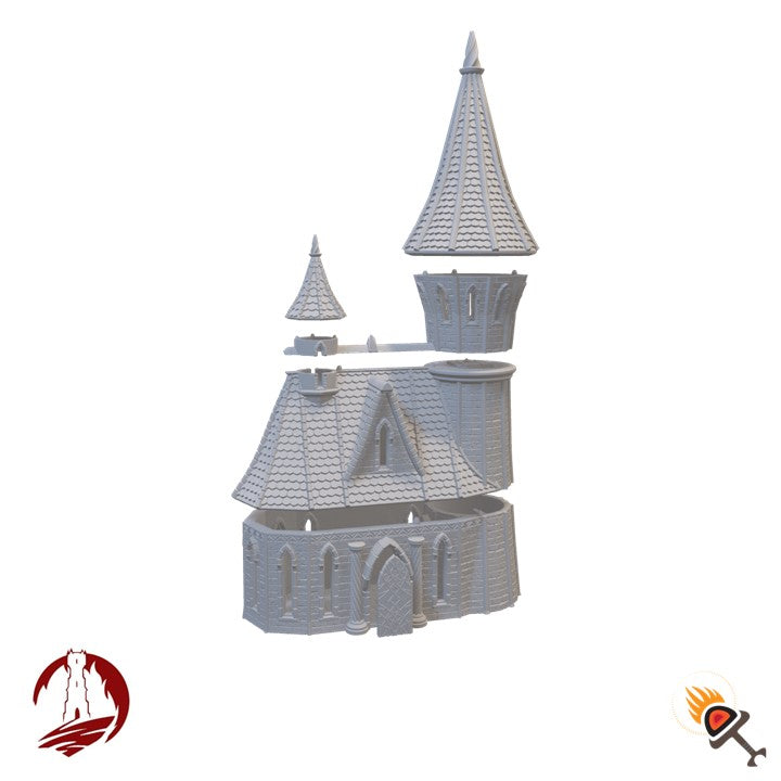 Elven House with Tower for D&D Terrain 15mm 28mm 32mm, Fantasy High Elf Building for DnD Pathfinder, Dark Realms Silver Haven