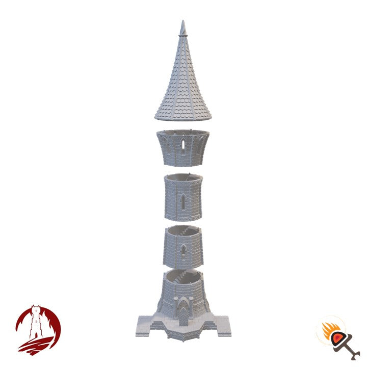 Elven Tower for D&D Terrain 15mm 28mm 32mm, Fantasy High Elf Building for DnD Pathfinder, Dark Realms Silver Haven