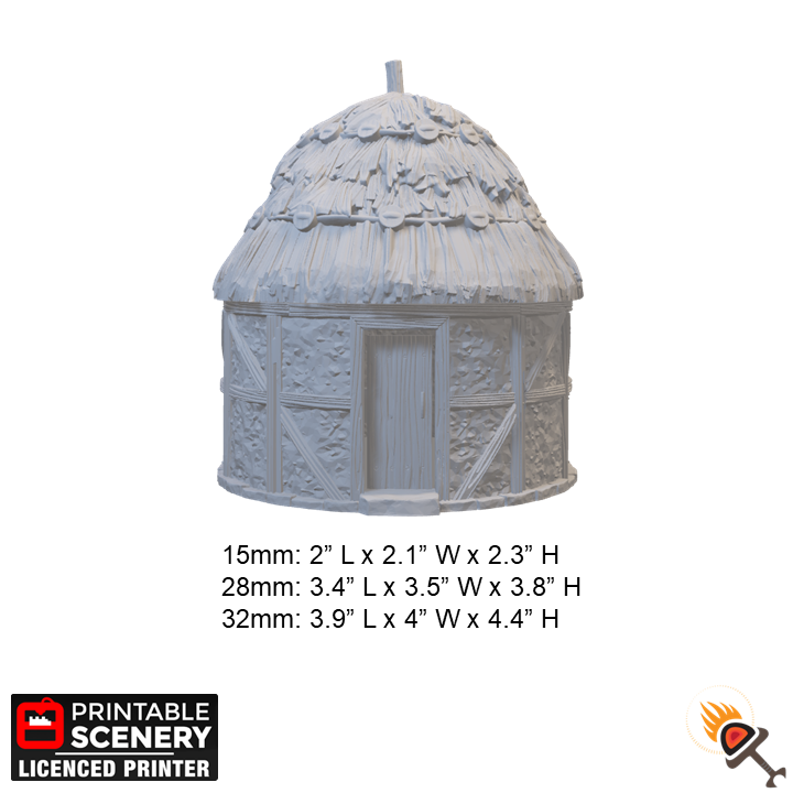 Miniature Medieval Round House with Thatch Roof for DnD Terrain 15mm 28mm 32mm, D&D Pathfinder Medieval Village, King and Country