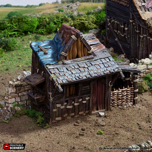 Miniature Medieval Shanty for DnD Terrain 15mm 28mm 32mm, Small Shack for D&D Pathfinder Medieval Village, King and Country