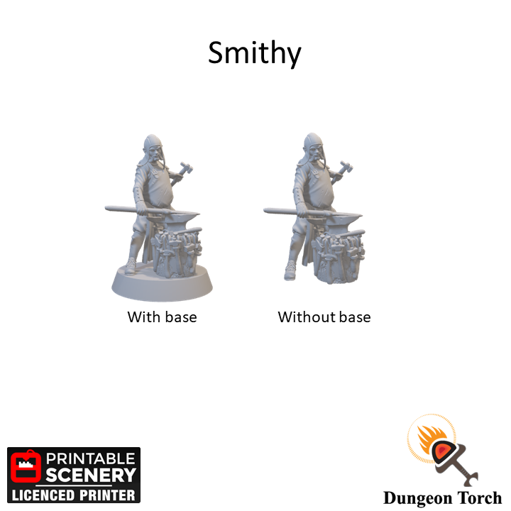 Miniature Smithy with Anvil 15mm 28mm 32mm for D&D Terrain, Medieval Blacksmith with Furnace Tub Bellows Fire Pit for DnD Pathfinder