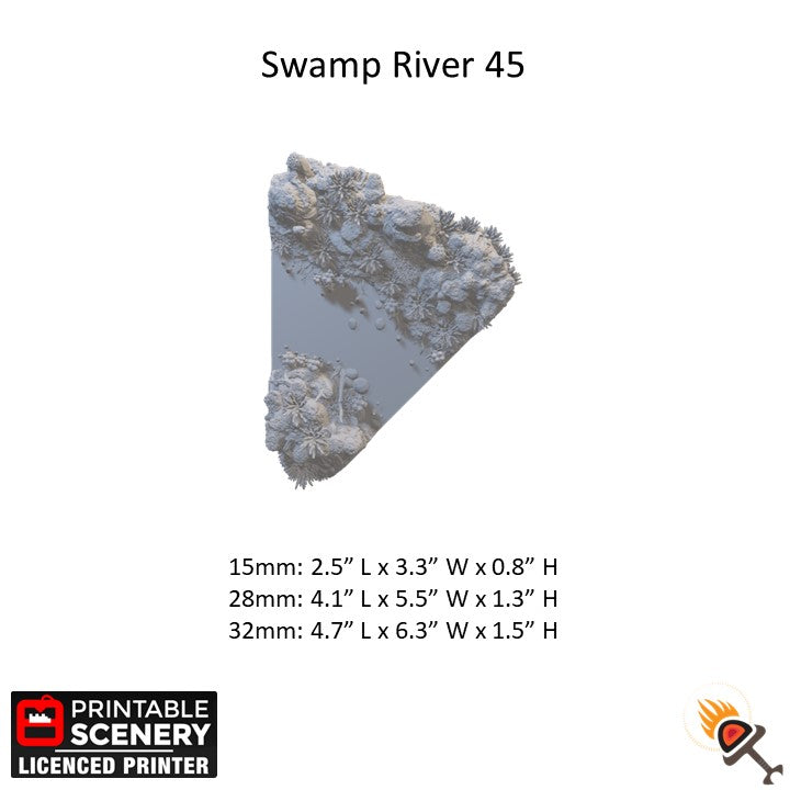 Miniature Swamp River for DnD Terrain 15mm 28mm 32mm, Lizardmen Terrain for D&D Pathfinder Warhammer Lustria, Gloaming Swamps