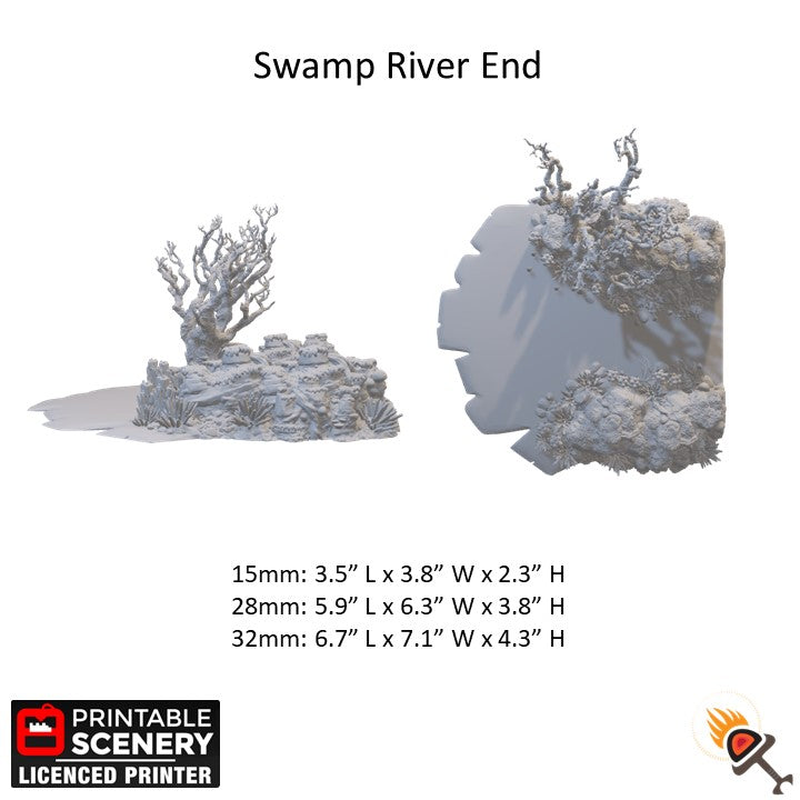Miniature Swamp River for DnD Terrain 15mm 28mm 32mm, Lizardmen Terrain for D&D Pathfinder Warhammer Lustria, Gloaming Swamps