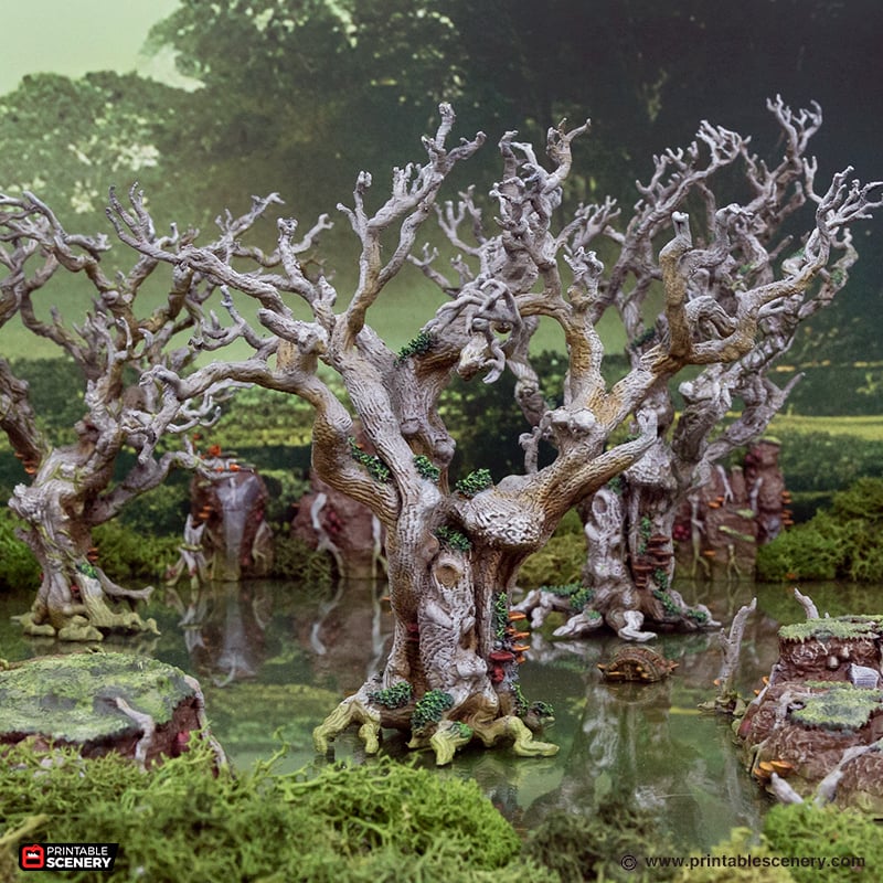 Miniature Wildwood Trees for DnD Swamp Terrain 15mm 20mm 28mm 32mm, Lizardfolk Terrain for D&D Pathfinder Warhammer Lustria, Gloaming Swamps