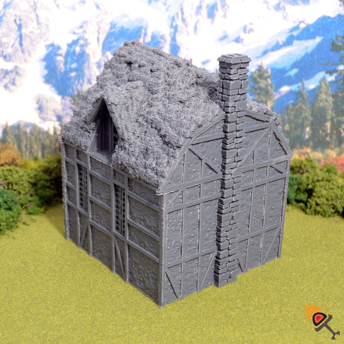 Wattle and Daub Barlyway Cottage 15mm 28mm 32mm for D&D Terrain, DnD Pathfinder Medieval Village, Printable Scenery King and Country
