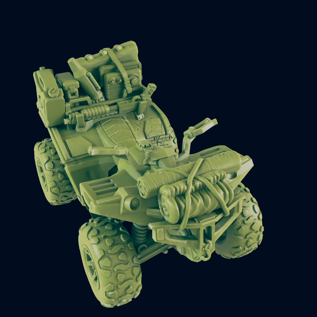 Miniature ATV Quad for Gaslands 20mm 28mm 32mm, Post-Apocalyptic 4 Wheeler Fallout Wasteland Warfare Quad Bike, Necromunda Ash Wastes