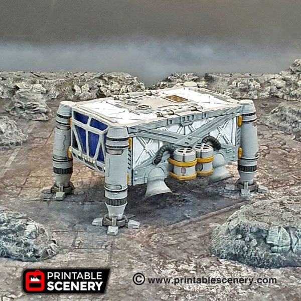 Miniature Sci-Fi Cargo Lander 15mm 28mm 32mm for Warhammer 40k Terrain, Star Wars Legion Terrain, Infinity, Fantasy Space Universe Ship