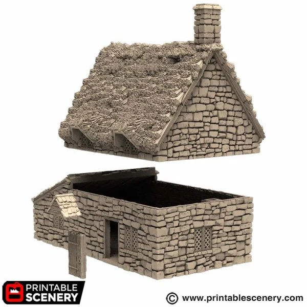 Crow Cottage 15mm 28mm 32mm for D&D Terrain, DnD Pathfinder Medieval Village, Printable Scenery King and Country, Gift for Tabletop Gamers