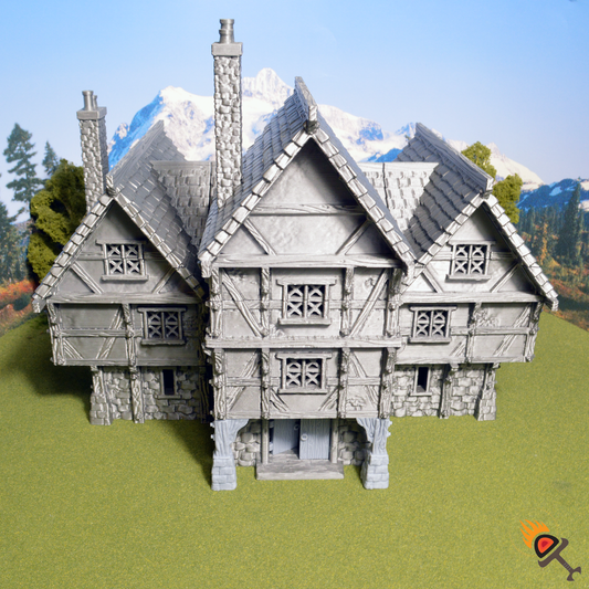 Medieval Guildhall 28mm for D&D Terrain, DnD Pathfinder Fantasy, Dark Realms - Denizens of Fantasy