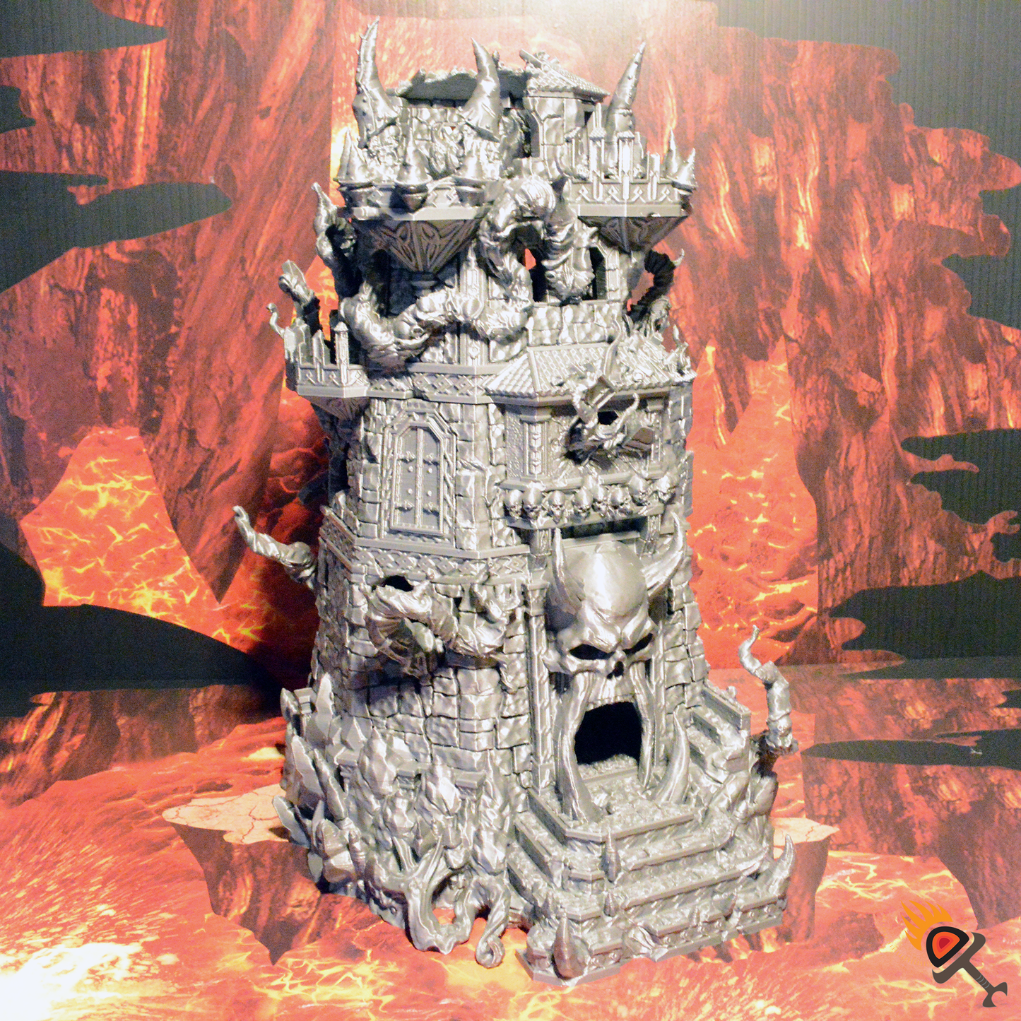 Miniature Demon Tower 15mm 28mm for D&D Terrain, Demonhelm for DnD Pathfinder Wargame Skirmish Games, Gift for Tabletop Gamers