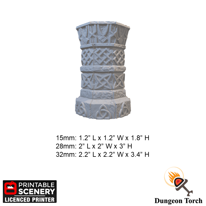 Dwarven Columns 15mm 28mm 32mm for D&D Terrain, DnD Pathfinder Warhammer 40k Ancient Columns