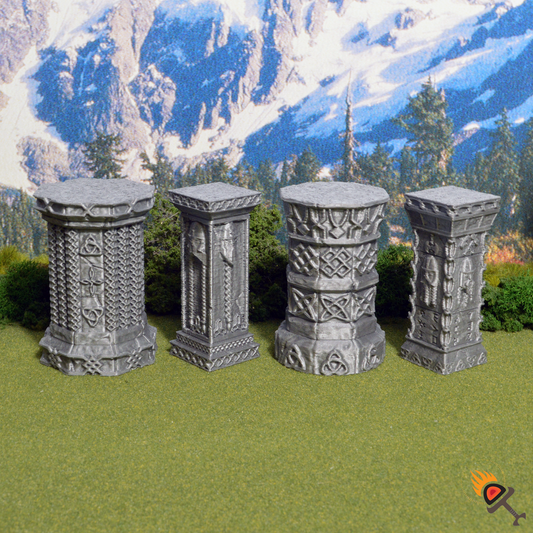 Dwarven Columns 15mm 28mm 32mm for D&D Terrain, DnD Pathfinder Warhammer 40k Ancient Columns