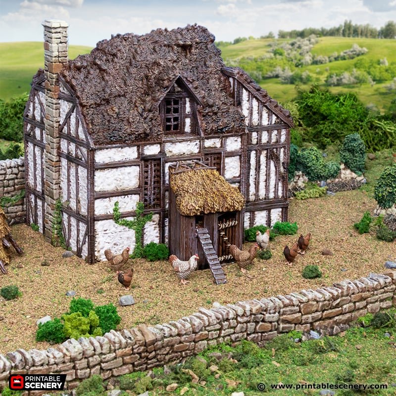 Miniature Farm Chicken Hut 15mm 28mm 32mm for D&D Terrain, Medieval Chicken Coop for DnD Pathfinder NPCs, Gift for Tabletop Gamers