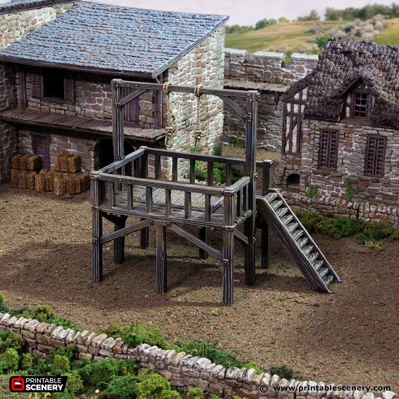 Miniature Gallows 15mm 28mm 32mm for D&D Terrain, Medieval Gallows for DnD Pathfinder and Tabletop Games