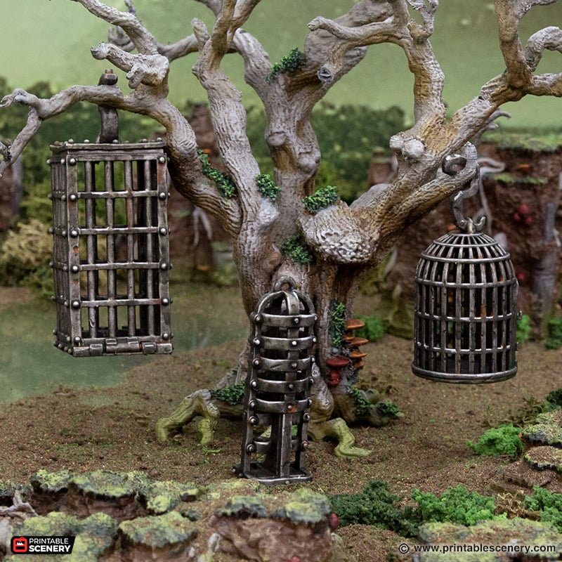 Miniature Hanging Cages 15mm 20mm 28mm 32mm for D&D Terrain, Medieval ...