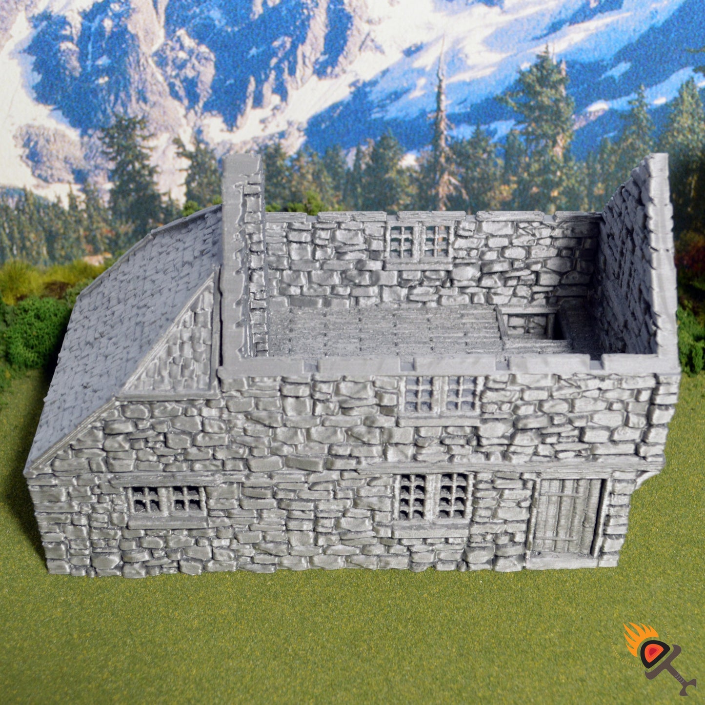 Hollyhock Cottage 15mm 28mm 32mm for D&D Terrain, DnD Pathfinder Medieval Village, Printable Scenery King and Country