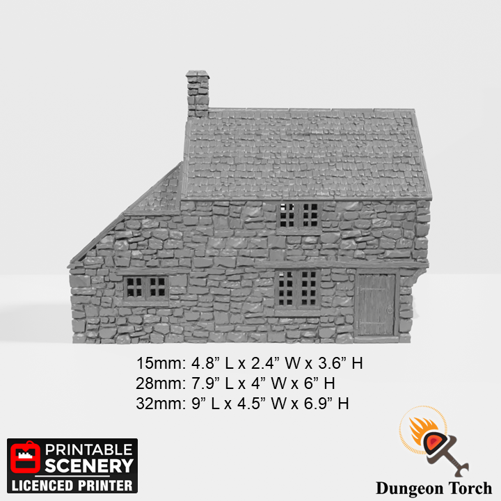 Hollyhock Cottage 15mm 28mm 32mm for D&D Terrain, DnD Pathfinder Medieval Village, Printable Scenery King and Country