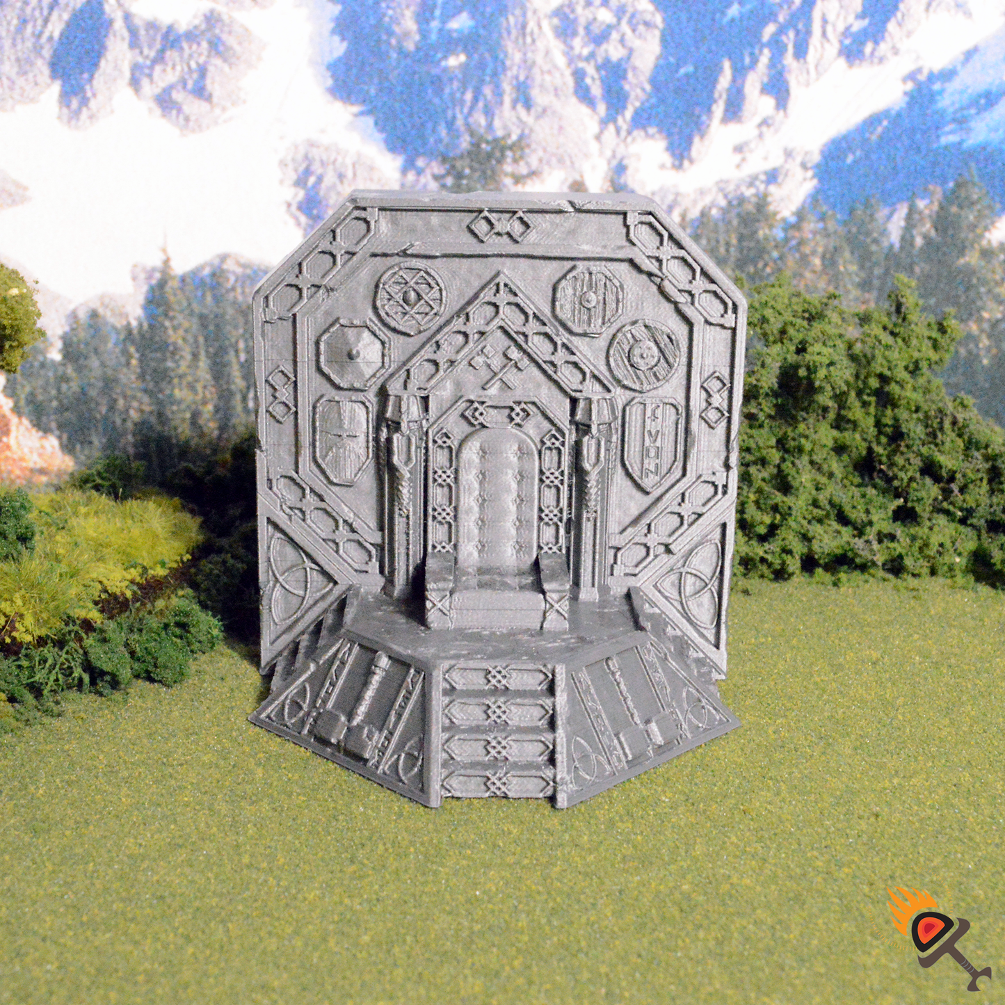 Ironhelm Throne 15mm 28mm 32mm for D&D Terrain, DnD Pathfinder Warhammer 40k Dwarven Viking Stone Throne