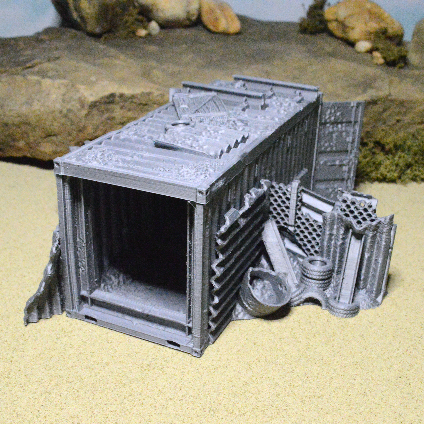 Junkfort Foot Entrance 15mm 20mm 28mm 32mm for Gaslands Terrain, Fallout Urban Apocalyptic Shipping Container Tunnel, This is Not a Test