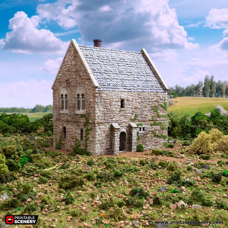 Norman Stone Manor 15mm 28mm 32mm for D&D Terrain, DnD Pathfinder Medieval Village, Printable Scenery King and Country