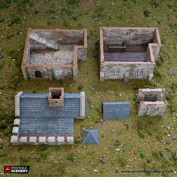 Norman Stone Keep 15mm 28mm 32mm for D&D Terrain, DnD Pathfinder Medieval Village, Printable Scenery King and Country